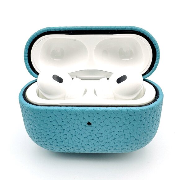 NWT SKY BLUE Pebble Leather Case for Apple Airpods Pro 2 - Picture 2 of 6